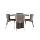 Spisegruppe Venture Home Olivia Ø 110 cm med 4 Modesto Stoler