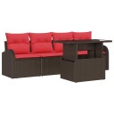 vidaXL Hagesofa Set 5 stk. Brun Poly Rattan