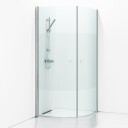 Svedbergs Skoga Dusjhjørne Buet Hullgrep, B80-90cmxh198cm Blyantpenn Svart / 90x90cm Klart Glass