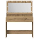  Sminkebord med LED Lys i Artisan Eik 100x41x135 cm