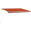 vidaXL Manuell uttrekkbar markise med LED 400x300 cm oransje og brun