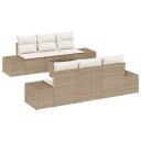  7 Delers Hagesofa Sett med Puter Beige Poly Rattan