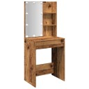 Sminkebord med LED gammelt tre 60x40x140 cm 856999