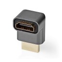Nedis HDMI Adapter HDMI  kontakt / Han Hun Output Gull Belagt Vinklet 270° Aluminium Gun Metal Grå