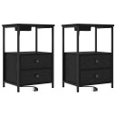  Nattbord med ladestasjon 2 pcs Svart eik Konstruert tre