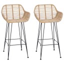  Barstol 2 pcs Naturlig 55 x 52 x 92 cm Rattan og Jern
