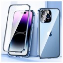 iPhone 14 Pro Max Magnetisk Deksel med Herdet Glass Blå