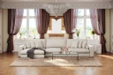 Arken Lyx 6 seter Vendbar L formet Dyp Divansofa i stoff   Lys beige