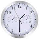 vidaXL Veggur med kvartsurverk hygrometer og termometer 30 cm hvit
