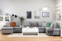 Crazy 6 seters Høyrevendt U formet XX Large Sofa med Divan og Sjeselong i Stoff   Grå