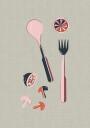 Mid Century Kitchen Cutlery Rust Poster Plakat / 70x100cm