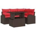 vidaXL Hagesofa Set 5 stk. 4 Antall seter Brun Poly rattan