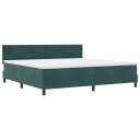  Box Spring Seng med Madrass & LED Mørkegrønn 200x200 cm Fløyel