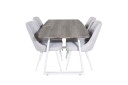 Venture Home Inca Spisegruppe Forlengningsbar 160 cm Rektangulær med 4 Velvet Stoler Lys grå