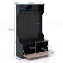Klesstativ med benk og 5 doble kroker klesstativ gang klesstativ 100 x 40 x 160 cm svart