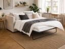 Travstad 3 seters sovesofa med HVILA overmadrass 140x200 cm memoryskum med vaskbart trekk   Beige/hvit