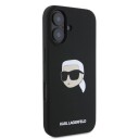 Karl Lagerfeld MagSafe Telefondeksel til iPhone 16 med Karl Head Print i Svart Silikon