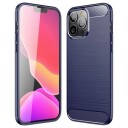 iPhone 14 Pro Max Børstet TPU Deksel Karbonfiber Blå