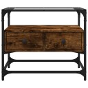  TV-benk med glasstopp røkt eik 60x35x51 cm konstruert tre 846056