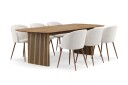 Richeto spisegruppe 240 cm med 6 Greya spisestoler med armlener - Røkt eik/Hvit bouclé