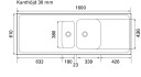 Intra Atlantic AG16H 610 KV Kjøkkenvask 1600 mm 1600x610 mm Kjøkken