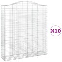 vidaXL Gabionkurver buede 10 stk 200x50x220/240 cm galvanisert jern