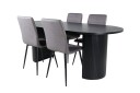 Venture Home Bianca Spisegruppe 200 cm Oval med 4 Windu Lyx Stoler Sort
