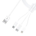 3Mk Usb-A Til Usb-C/Micro Usb/Lightning-Kabel 1,2 M 20V/2,4A 15W Hvit Mm Global