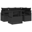  Hagesofa Set med pute 5 pcs Svart polyrotting