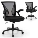 Ergonomisk kontorstol med sammenleggbare armlener Medium Back Skrivebordsstol 57 x 63 x 90 100cm Svart