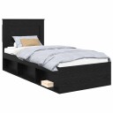  Sengestamme med hodegjerde Svart 90 x 200 cm Massiv furu