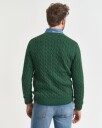 Gant Kabelstrikket genser i bomull med rund hals FOREST GREEN XXXL