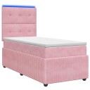 vidaXL LED boksseng med madrass med hodegjerde Rosa 80 x 200 cm Fløyel
