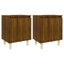 vidaXL Nattbord med ben i heltre 2 stk brun eik 40x30x50 cm