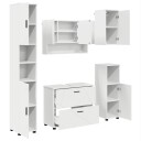  Baderomsinnredningssett med skuff 5 pcs Hvit 30 x 35 x 192 cm