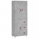 vidaXL Highboard betong grå 69,5x34x180 cm konstruert tre 8720845494032