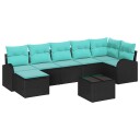 vidaXL Sofa sett 8 stk. Svart og turkis polyrotting