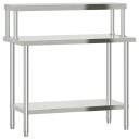  Kjøkkenbenk med overhylle 110x55x120 cm rustfritt stål