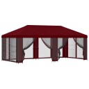  Paviljong med sidevegger 6 x 3 m Burgunder Polyester og stål