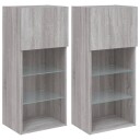  TV benker med LED lys 2 stk grå sonoma 40,5x30x90 cm