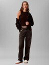 Calvin Klein Jeans A   Woven Label 2X2 Cotton Rib T   Brown   XS