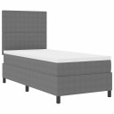  Box Spring Seng med Madrass & LED Lys Lys Grå Enkelt Corduroy Stoff