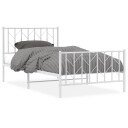 vidaXL Sengeramme i metall med hode- og fotgavl hvit 100x200 cm 8721012250321