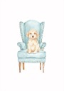 Puppy in Blue Armchair Plakat Plakat / 21x30cm