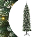  Kunstig Slankt Jule Tre med 300 LED Grønn og hvit 210 cm