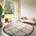 Rundt teppe   Lana Natural Cotton Shaggy krem/mørk grå Størrelse: Ø 240 cm