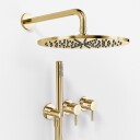 Semplice Dusjsett SBR801 S07 Rain Deluxe ø30cm Vegg Polert Messing Naturfarget