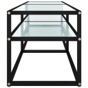  TV-benk hvit marmor 140x40x40,5 cm herdet glass