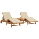  Solstol 3 pcs Beige 200 x 67 x 84 cm Solid akasietre