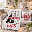 Home-Tex Barnteppe Coca Cola 150x200 cm Mykt Fleecepledd Hvit